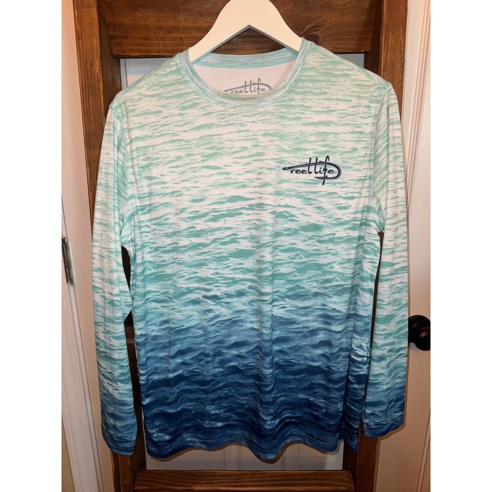 Reel Life Men's Long Sleeve Water Wave Graphic Fishing Shirt‎ M/M